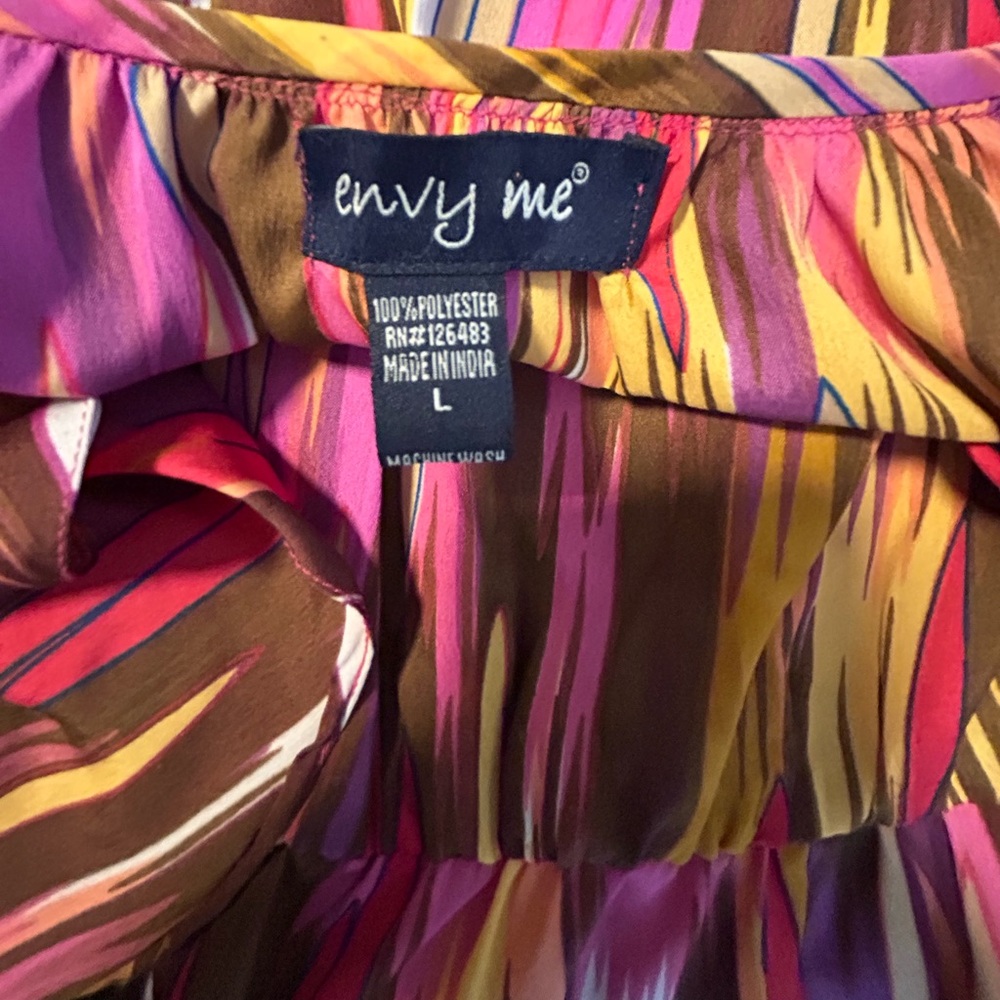 Envy Me One-Shoulder Ruffle Multicolor Dress – Size L - Picture 2 of 7